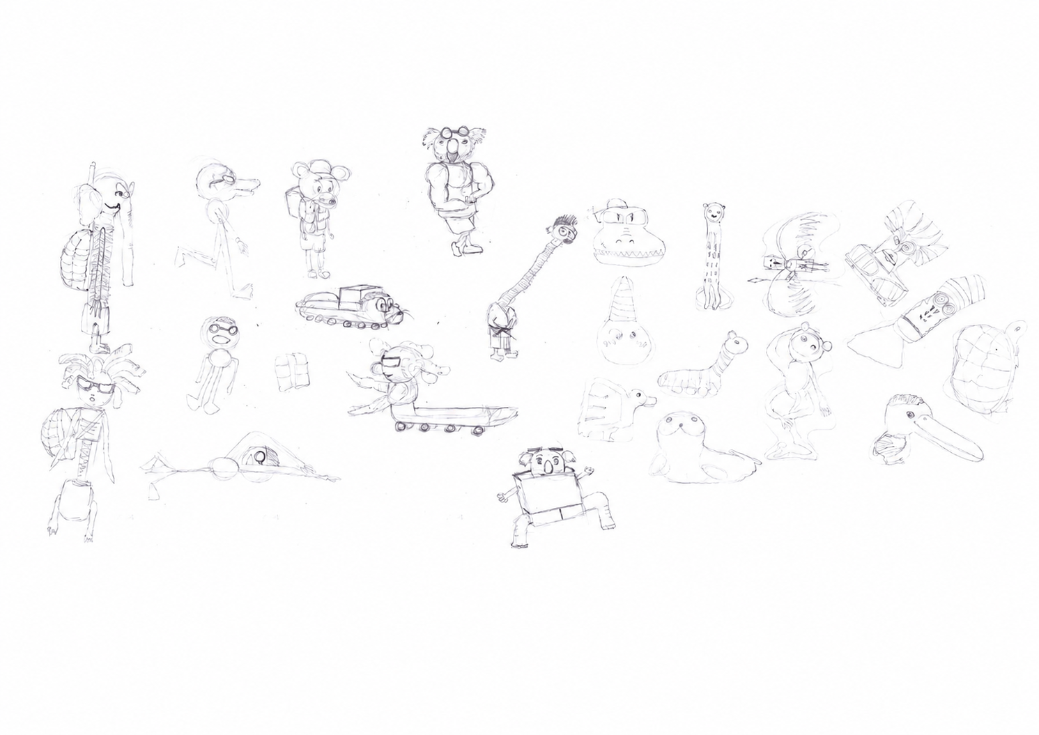 Early silhouettes: First-round character ideation